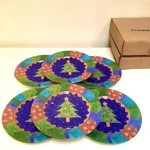 SANGO Plate Potpourri Collection by Sue Zipkin Christmas Pine Plate set of 6
